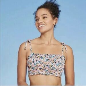 Xhilaration Smocked Floral Bikini Top Multicolor | Size L